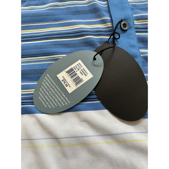 Greg Norman Golf Shirt Play Dry Performance Sz S Blue white Stripes NWT $75 - Picture 8 of 11